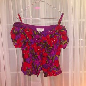 Silk Vintage Off The Shoulder Peplum Top